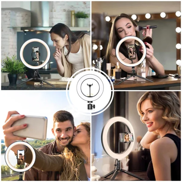 10 Inch Dimmable Ring light 3200k-5600k Photography, Vlogging, Makeup Ring Light Lamp - Image 5