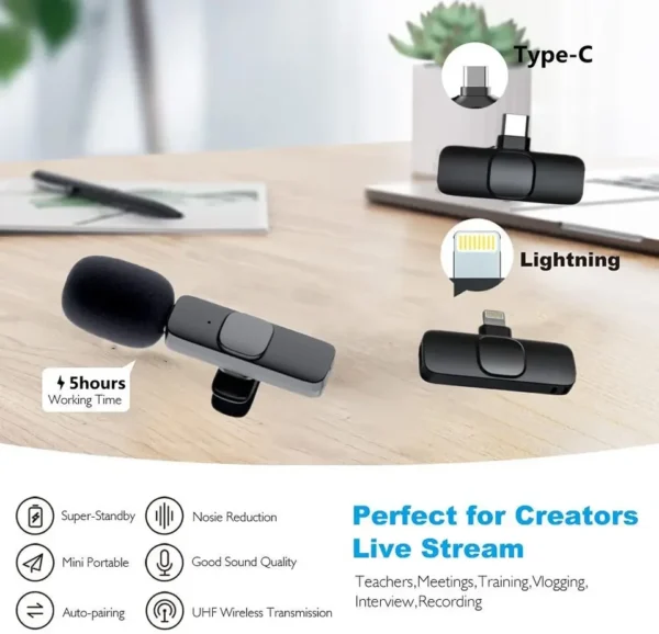 Mini bluetooth Speaker With Podcast Phone Sing 2 Rcm Wireless Lapel Clip for Vlog 2.4Ghz Microphone - Image 8