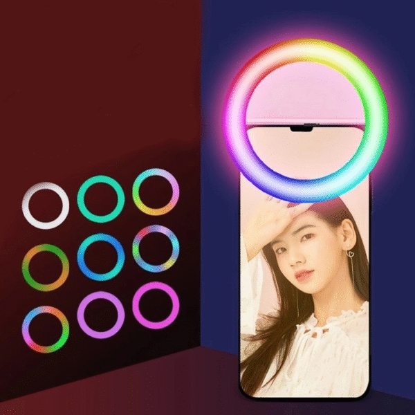 Led RGB Clip on Selfie Vlog Ring Light for Smart Phone - Image 2