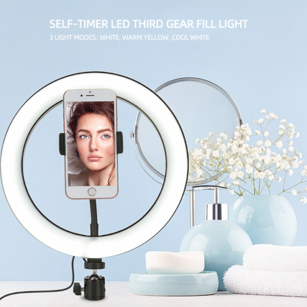 10 Inch Dimmable Ring light 3200k-5600k Photography, Vlogging, Makeup Ring Light Lamp - Image 2