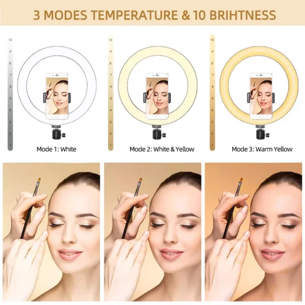 10 Inch Dimmable Ring light 3200k-5600k Photography, Vlogging, Makeup Ring Light Lamp - Image 3